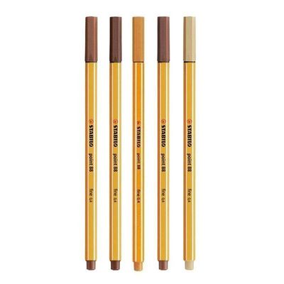 Caneta Fineliner 0.4mm Point 88 5 Tons De Marrom - Stabilo