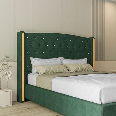 Cabeceira Estofada Solteiro 90 Cm Zirconio Veludo Verde