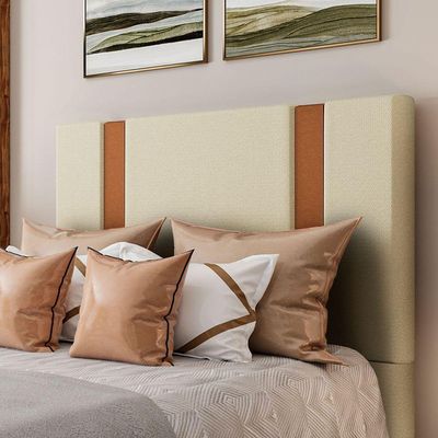 Cabeceira Estofada Solteiro 90 Cm Ametista Linho Creme