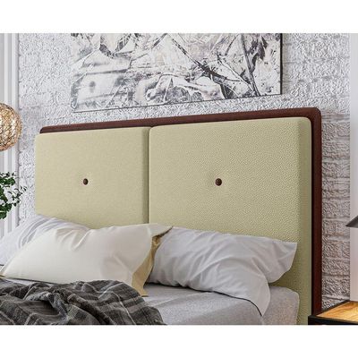 Cabeceira Estofada Queen 160 Cm Coral Corino Bege
