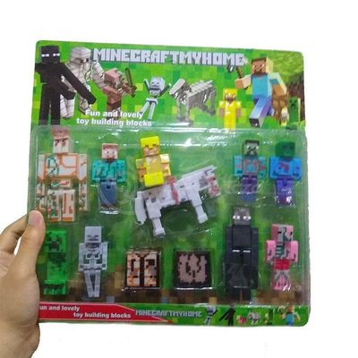 Cartela 10 Boneco Articulado Minecraft My Home 2 Blocos Nº4