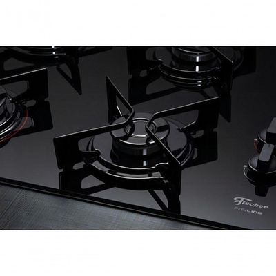 Fogão Cooktop Fischer 4 Queimadores Fit Line Gás Mesa Vidro 26342-57175 Preto Bivolt