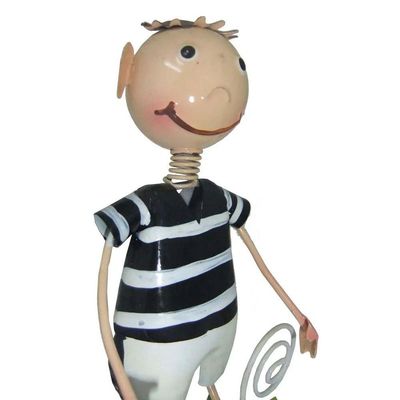 Boneco De Ferro Enfeite Jardim Torcedor Decoraçao Casa Mesa Estante Jardim Futebol Preto