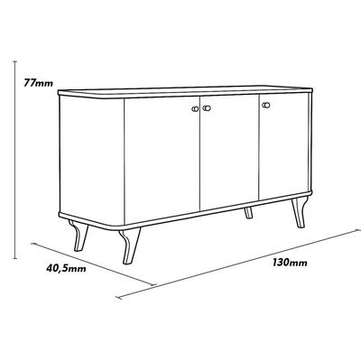 Buffet Aruma Com 3 Portas E Cantos Arredondados Off White
