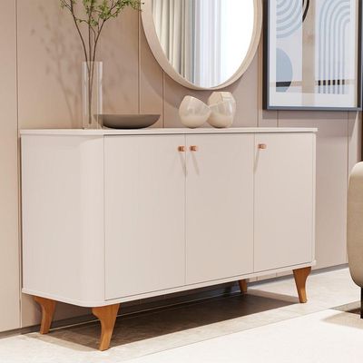 Buffet Aruma Com 3 Portas E Cantos Arredondados Off White