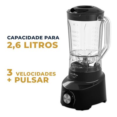 Liquidificador Britânia 2,6L 4 Velocidades Preto Diamante 1100 127V