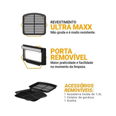 Air Fryer Oven Philco 11L 8 Funções Visor 1800W PAF11B 127V