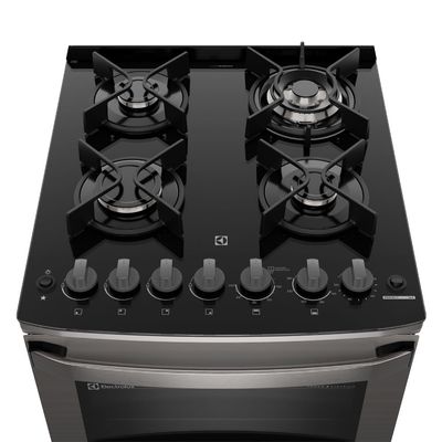 Fogão 4 bocas Electrolux Cinza Experience Mesa de Vidro, 2 fornos e PerfectCook360 (FE4DG) 220V