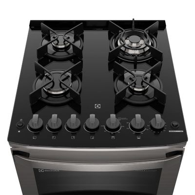 Fogão 4 bocas Electrolux Cinza Experience Mesa de Vidro, 2 fornos e PerfectCook360 (FE4DG) 220V