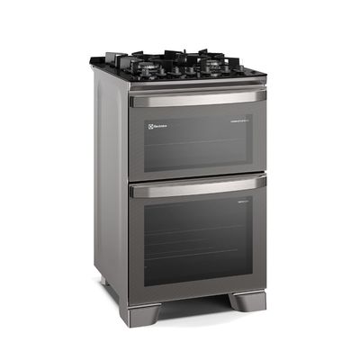 Fogão 4 bocas Electrolux Cinza Experience Mesa de Vidro, 2 fornos e PerfectCook360 (FE4DG) 220V