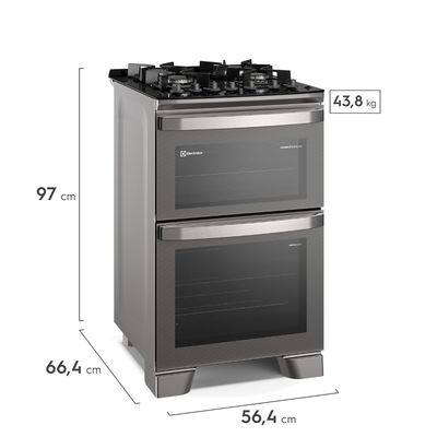 Fogão 4 bocas Electrolux Cinza Experience Mesa de Vidro, 2 fornos e PerfectCook360 (FE4DG) 220V
