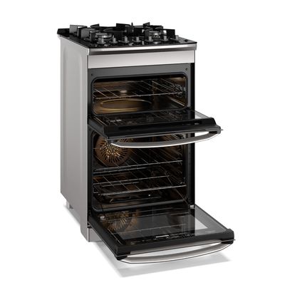 Fogão 4 bocas Electrolux Cinza Experience Mesa de Vidro, 2 fornos e PerfectCook360 (FE4DG) 220V