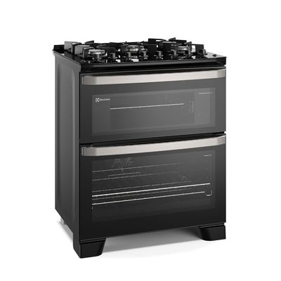 Fogão 5 bocas Electrolux Preto Experience Mesa de Vidro, 2 Fornos e PerfectCook360 (FE5DB) 127V