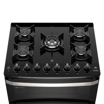 Fogão 5 bocas Electrolux Preto Experience Mesa de Vidro, 2 Fornos e PerfectCook360 (FE5DB) 127V