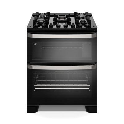 Fogão 5 bocas Electrolux Preto Experience Mesa de Vidro, 2 Fornos e PerfectCook360 (FE5DB) 127V