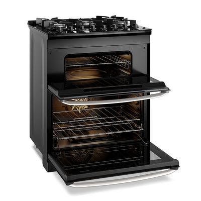Fogão 5 bocas Electrolux Preto Experience Mesa de Vidro, 2 Fornos e PerfectCook360 (FE5DB) 127V