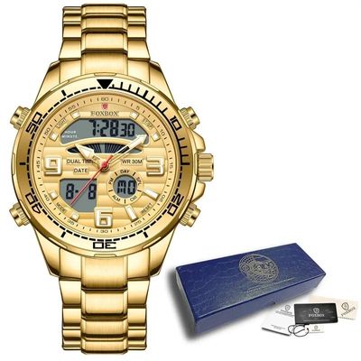 Relógio de Pulso de Quartzo Digital Masculino Ouro