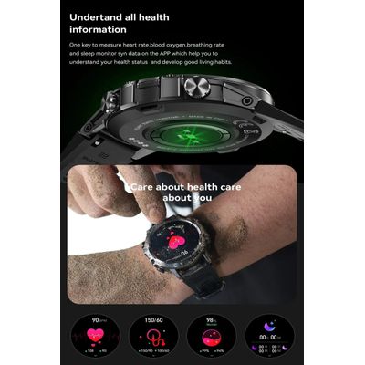 Relógio Inteligente em Aço para Homens Chamada Bluetooth Aço preto