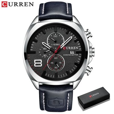 Relógio Masculino CURREN 8324 À Prova D'Água Preto