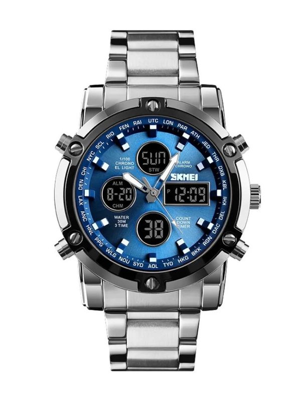 Relógio de Pulso Masculino de Quartzo Prata azul