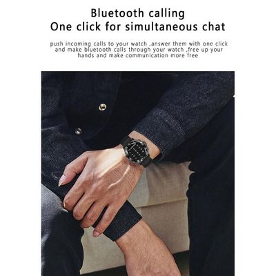 Relógio inteligente para homens IP68 impermeável Termômetro Bluetooth Preto