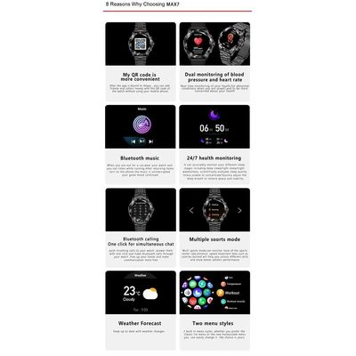 Relógio inteligente para homens IP68 impermeável Termômetro Bluetooth Cinza