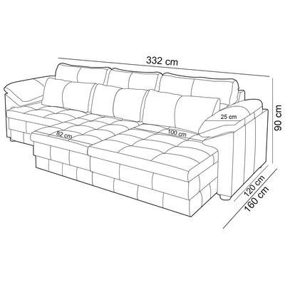 Sofá Retrátil Para Sala de Estar 4 Lugares 332cm Riza S03 Couro Bege Pérola - Lyam Decor