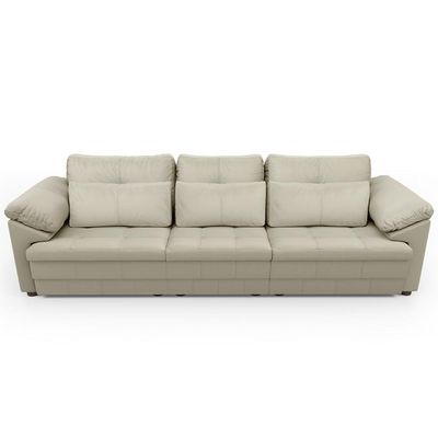 Sofá Retrátil Para Sala de Estar 4 Lugares 332cm Riza S03 Couro Bege Pérola - Lyam Decor