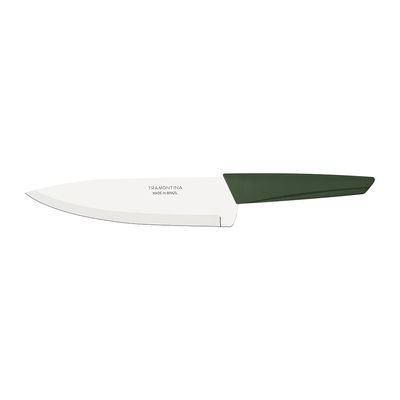 Faca Chef LYF com Lâmina em Inox e Cabo de Polipropileno PCR Verde Natureza 7pol - Tramontina Verde