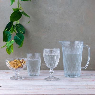 Conjunto De Taças De Vidro Para água 6 Peças 325 Ml Diamonds Transparente Lyor