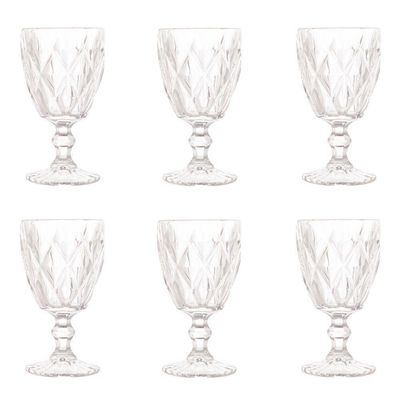 Conjunto De Taças De Vidro Para água 6 Peças 325 Ml Diamonds Transparente Lyor