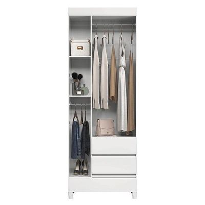 Guarda Roupa Solteiro 3 Portas Com Pés Fit Branco Brilho - Santos Andirá