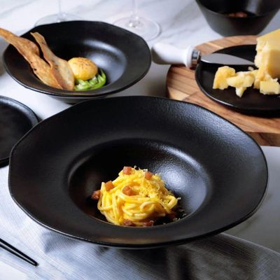Conjunto De Pratos Para Massa/risoto 04 Peças Orgânico Preto Matte Porto Brasil