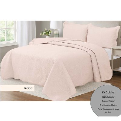 Colcha Casal 3 Peças Prosa Camesa Rose