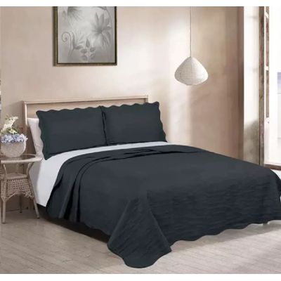 Colcha Casal 3 Peças Opala Camesa Preto