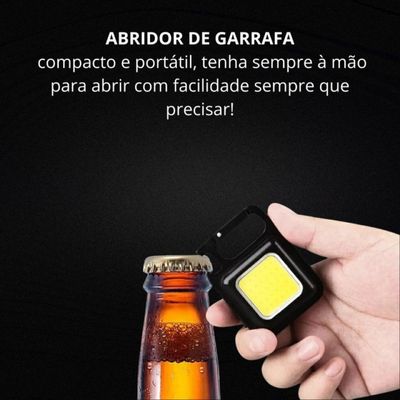 Mini Lanterna Mosquetão Chaveiro Led Holofote Multifuncional Usb Único / Preto