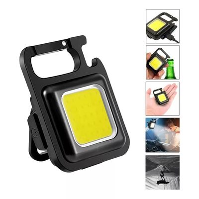 Mini Lanterna Mosquetão Chaveiro Led Holofote Multifuncional Usb Único / Preto