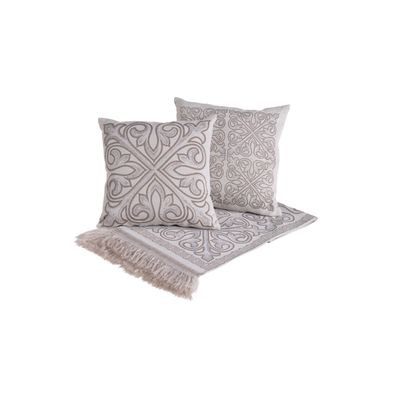 Kit Peseira Grécia 5 Peças Queen 60% Algodão / 40% Poliéster Tecido Jacquard Acompanha Almofadas Cheias - Cáqui