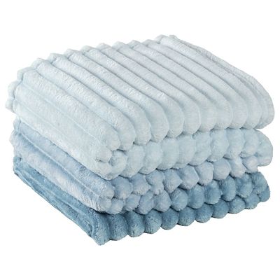 Cobertor Manta Tuffy Ultrasoft Flannel Queen 2,40m x 2,20m Degradê 01 Peça - Aqua Azul