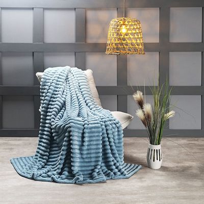 Cobertor Manta Tuffy Ultrasoft Flannel Queen 2,40m x 2,20m Degradê 01 Peça - Aqua Azul