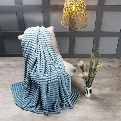 Cobertor Manta Tuffy Ultrasoft Flannel Queen 2,40m x 2,20m Degradê 01 Peça - Aqua Azul