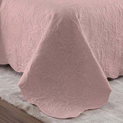 Kit Cobre Leito Colcha Basic King 3 Peças Dupla Face Liso Classic - Rose Claro - 100% Poliéster