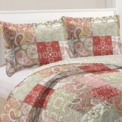 Kit Cobre Leito Colcha Daily King 3 Peças Dupla Face Estampado - Patchwork 47 - 100% Poliéster