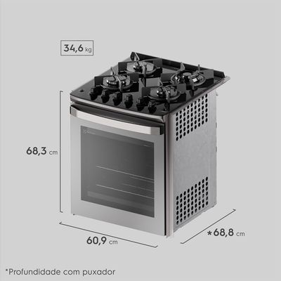 Fogão de Embutir 4 bocas Electrolux Cinza Experience Mesa de Vidro, Grill e PerfectCook360 (FE4EG) 220V