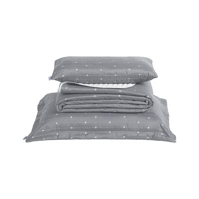 Kit Cobre Leito Solteiro + Almofada 4 Peças Bordado Urbany Hipercal 400 Fios 100% Poliéster - Cinza