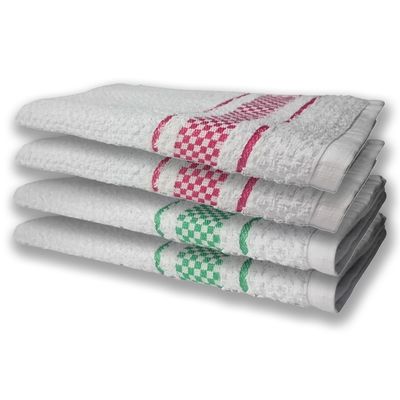 4 Panos de Prato Atoalhado Felpudo Premium Verde+Rosa