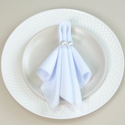 Kit 10 Anéis Para Guardanapos 4cm x 3cm Pérola Duplo Grande Mesa Posta - Prata
