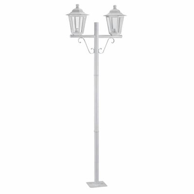 Poste de Jardim Duplo Externo Colonial Branco 1,61m Alumínio E27 Lente Transparente Grega Dital