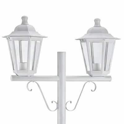 Poste de Jardim Duplo Externo Colonial Branco 1,61m Alumínio E27 Lente Transparente Grega Dital