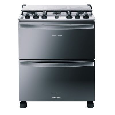 Fogão a Gás de Piso 5 Bocas Duplo Forno BFD5NCR Brastemp Inox / 220V